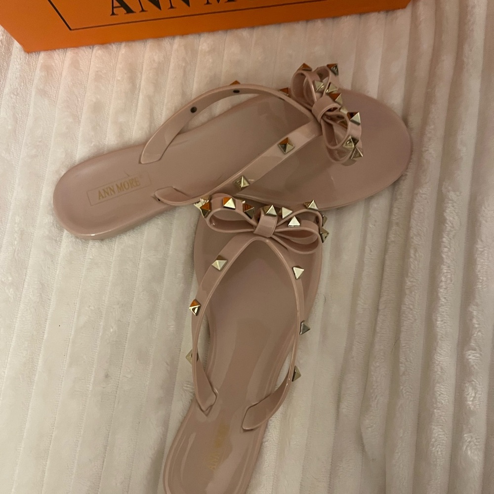 Women's Pink Studded Sandals by Ann More